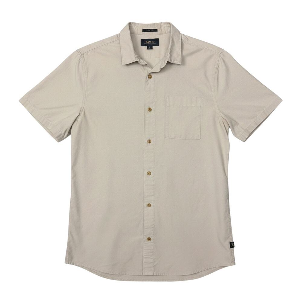 Roark Artifacts Beige Mens Medium Short Sleeve Button Up Shirt Classic Fit